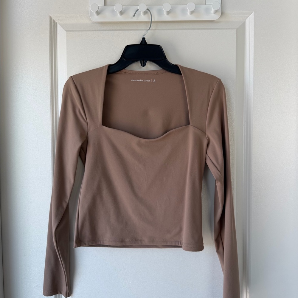 Abercrombie & Fitch Tan Long Sleeve Square Neck Blouse